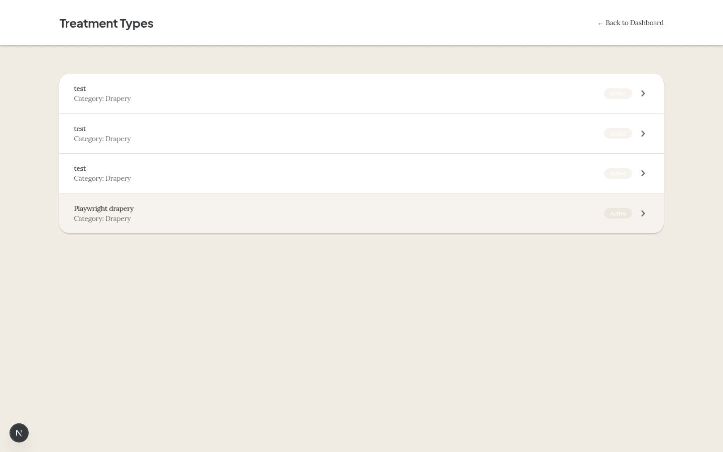 Treatment type configuration library in Pleat